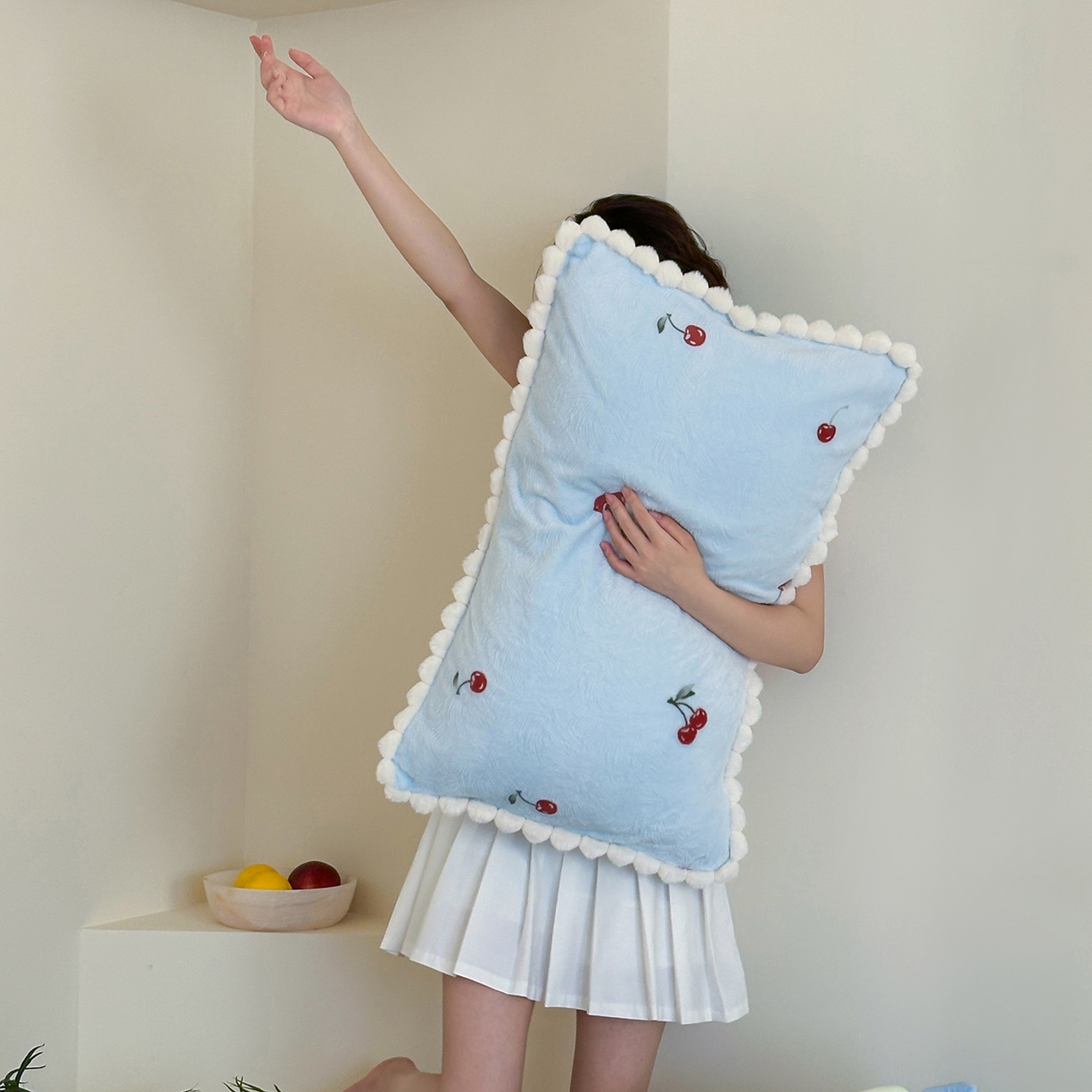 91家纺网 家纺一手货源 找家纺 圆岛家纺 2025新款高克重雕花绒牛奶绒印花四件套-樱桃 樱桃-蓝