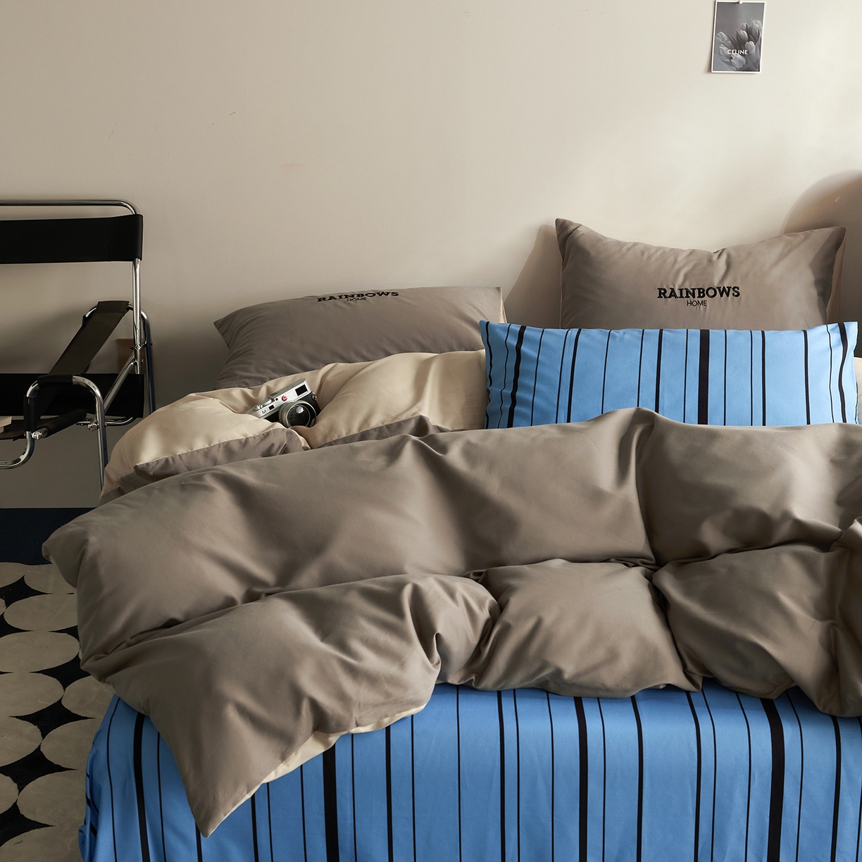 91家纺网 家纺一手货源 找家纺 怡家居 2025新款全棉60S磨毛绣花四件套--光栅系列 光栅-咖