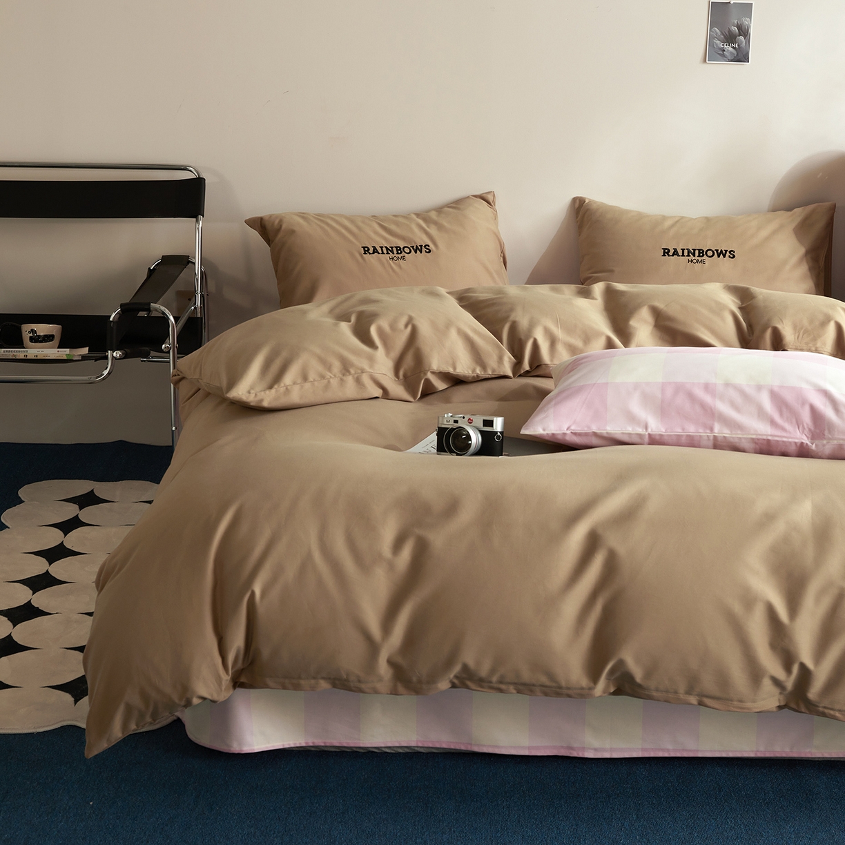 91家纺网 家纺一手货源 找家纺 怡家居 2025新款全棉60S磨毛绣花四件套--光栅系列 光栅-驼