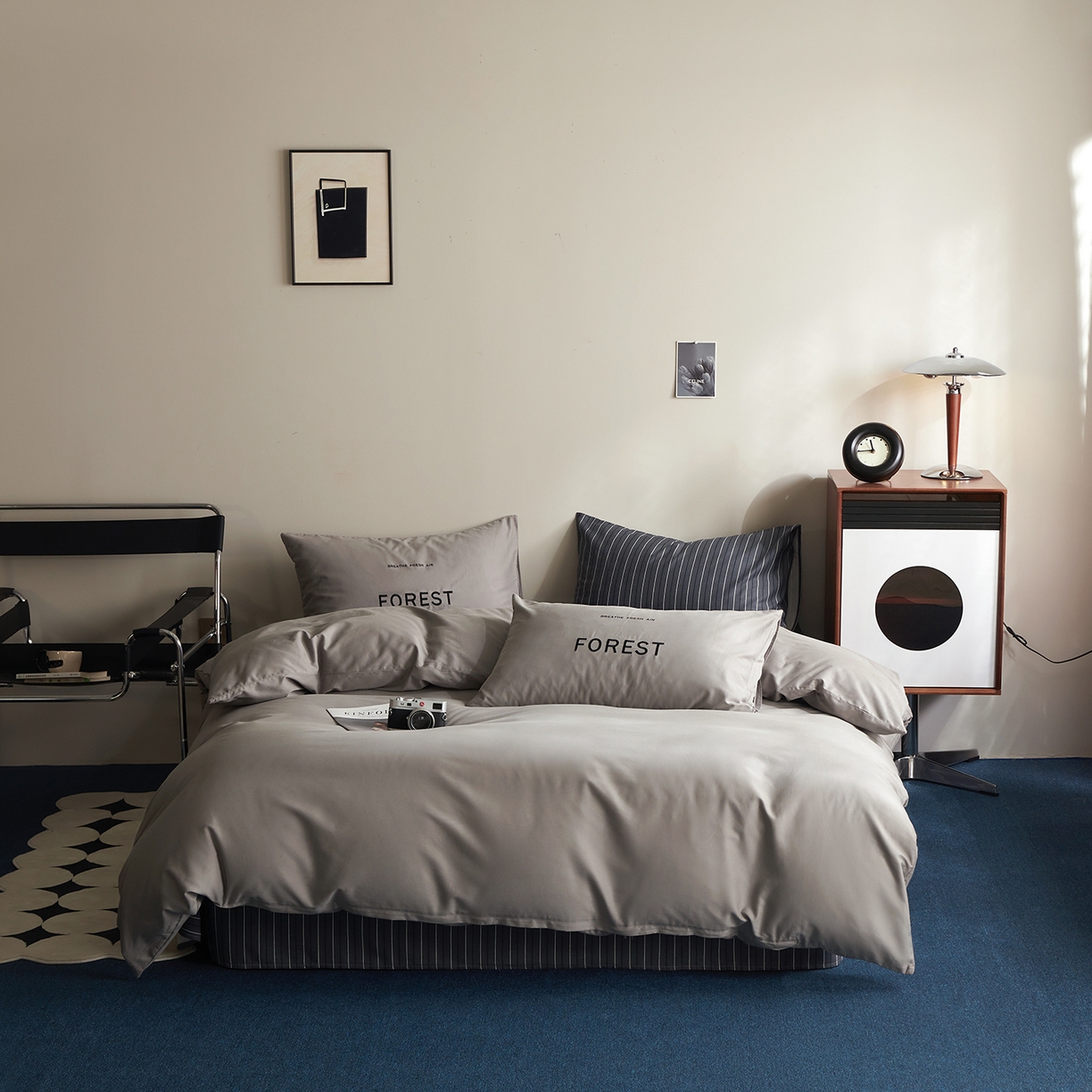 怡家居 2025新款全棉60S磨毛绣花四件套--光栅系列 光栅-雅灰