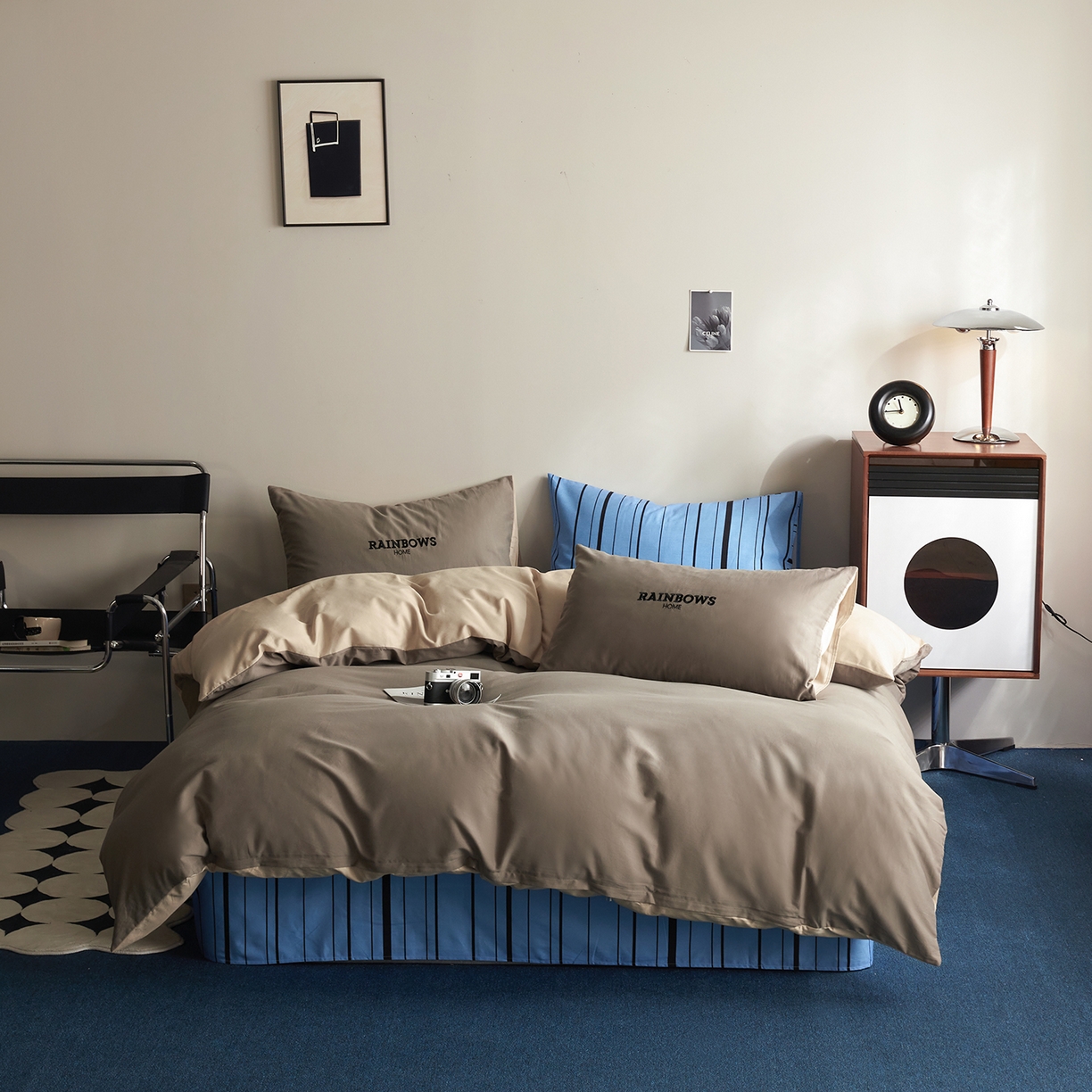 怡家居 2025新款全棉60S磨毛绣花四件套--光栅系列 光栅-咖