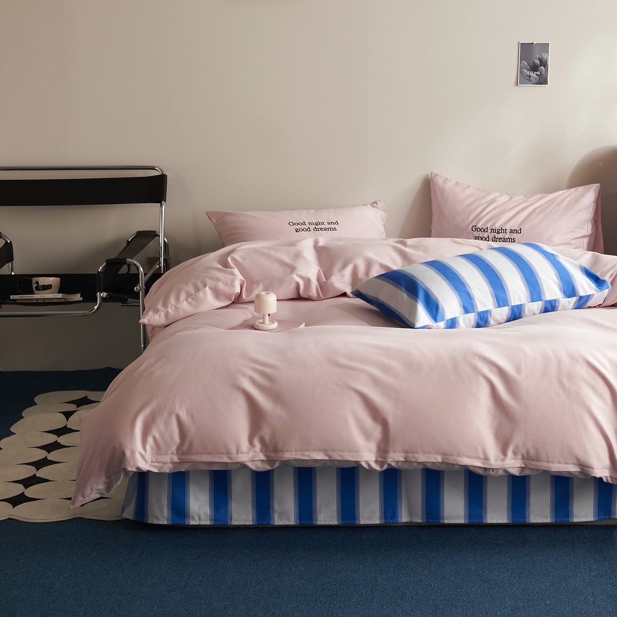 91家纺网 家纺一手货源 找家纺 怡家居 2025新款全棉60S磨毛绣花四件套--光栅系列 光栅-粉