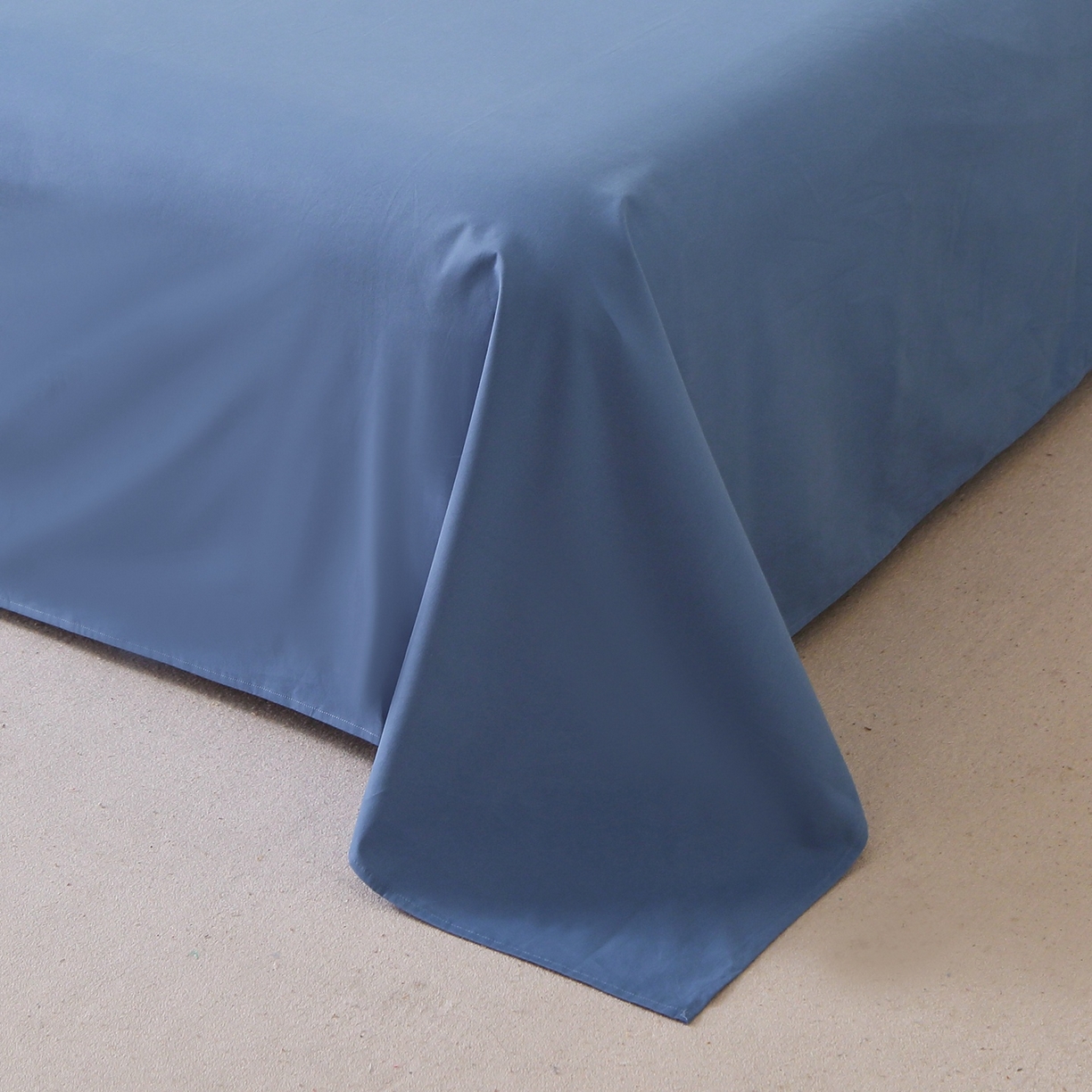 91家纺网 家纺一手货源 找家纺 晶缦家纺 2025新款100%纯棉13376纯色喷气全棉磨毛四件套和单品被套床单床笠枕套-单床单 暖芸馨-靛青蓝