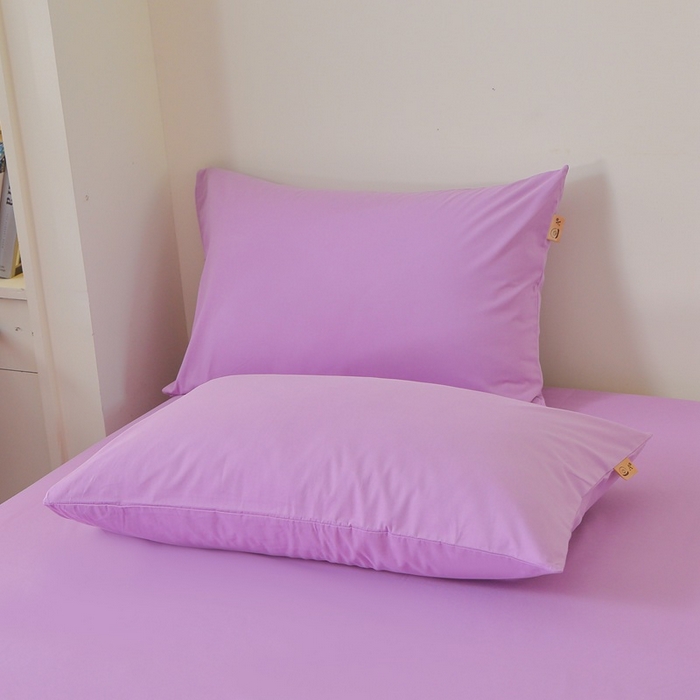 91家纺网 家纺一手货源 找家纺 晶缦家纺 2025新款100%纯棉13376纯色喷气全棉磨毛四件套和单品被套床单床笠枕套-单枕套 暖芸馨-雾紫色