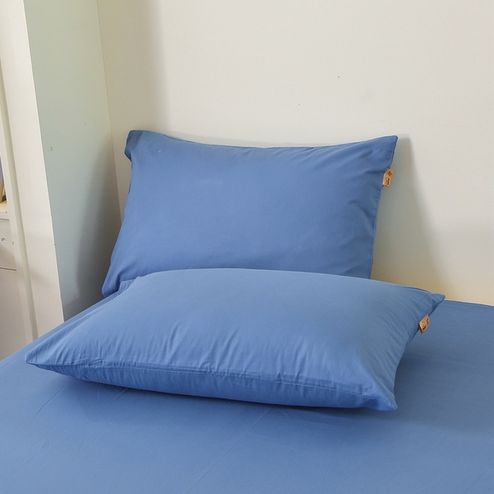 91家纺网 家纺一手货源 找家纺 晶缦家纺 2025新款100%纯棉13376纯色喷气全棉磨毛四件套和单品被套床单床笠枕套-单枕套 暖芸馨-靛青蓝