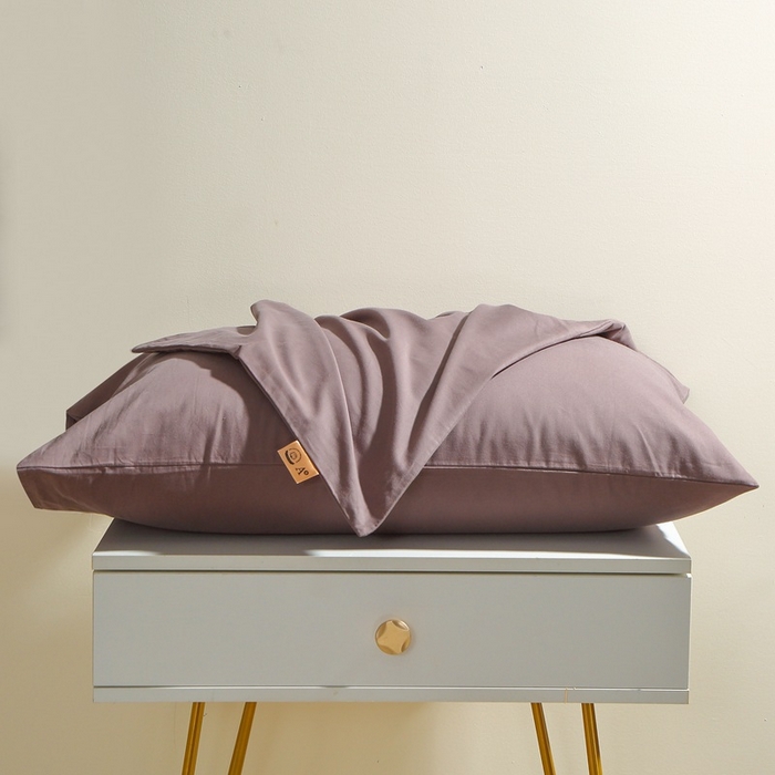 91家纺网 家纺一手货源 找家纺 晶缦家纺 2025新款100%纯棉13376纯色喷气全棉磨毛四件套和单品被套床单床笠枕套-单枕套 暖芸馨-深松棕