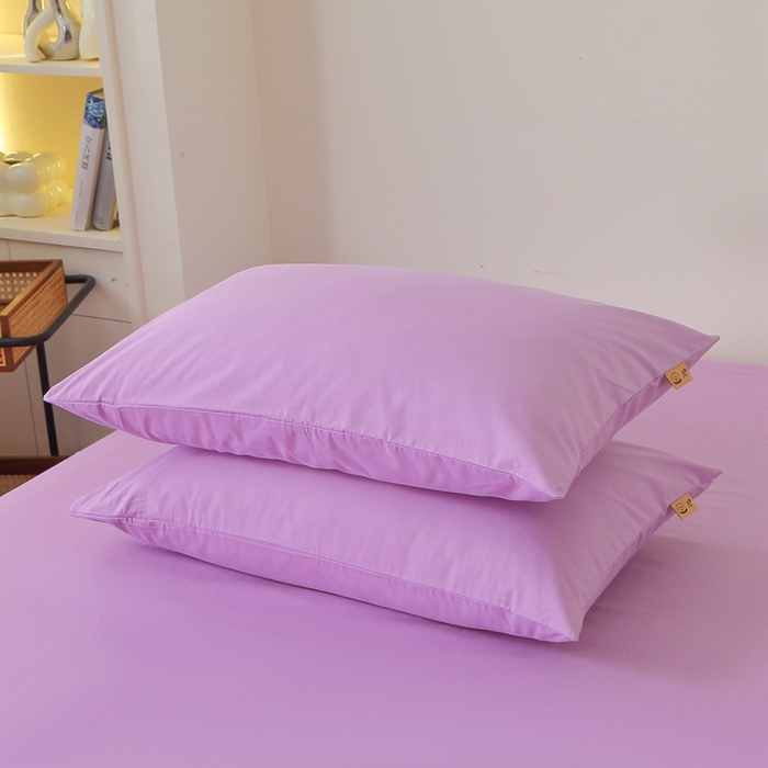 91家纺网 家纺一手货源 找家纺 晶缦家纺 2025新款100%纯棉13376纯色喷气全棉磨毛四件套和单品被套床单床笠枕套-单枕套 暖芸馨-雾紫色