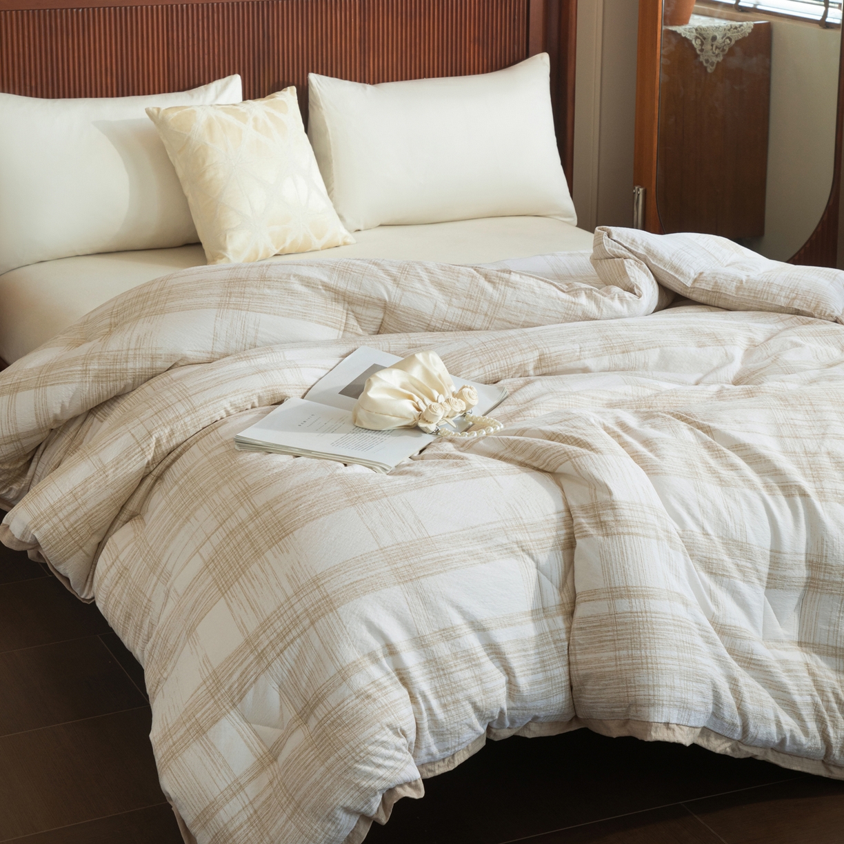 91家纺网 家纺一手货源 找家纺 大世界被王 2025新款加厚羊绒蛋白冬被被子被芯 咖色羊绒蛋白