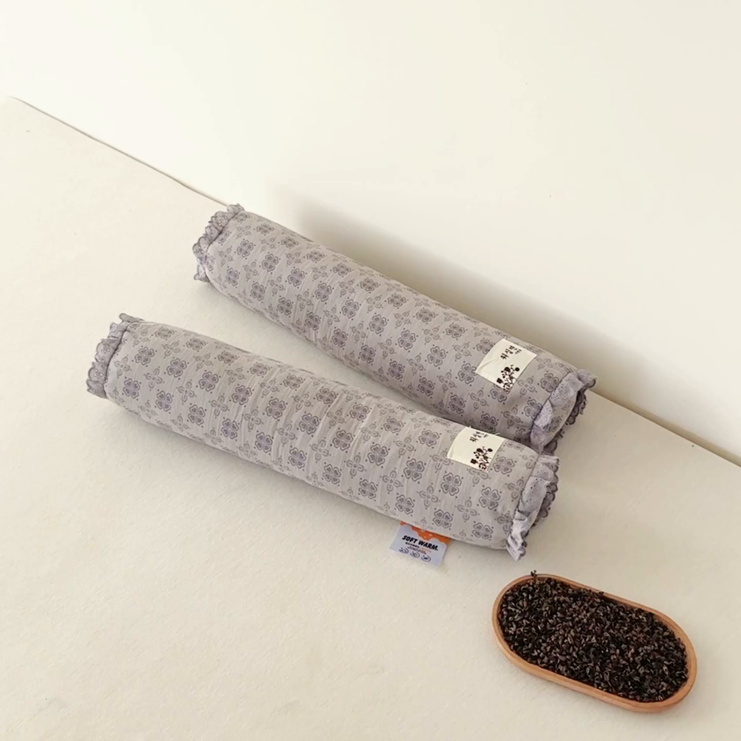 91家纺网 家纺一手货源 找家纺 麦肯锡 2025新款双层纱圆柱荞麦枕 枕头枕芯 灰色/只