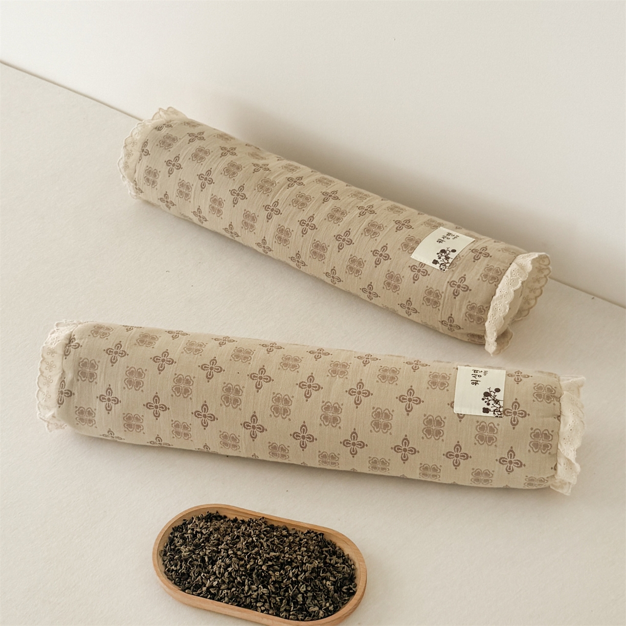 麦肯锡 2025新款双层纱圆柱荞麦枕 枕头枕芯 棕色/只