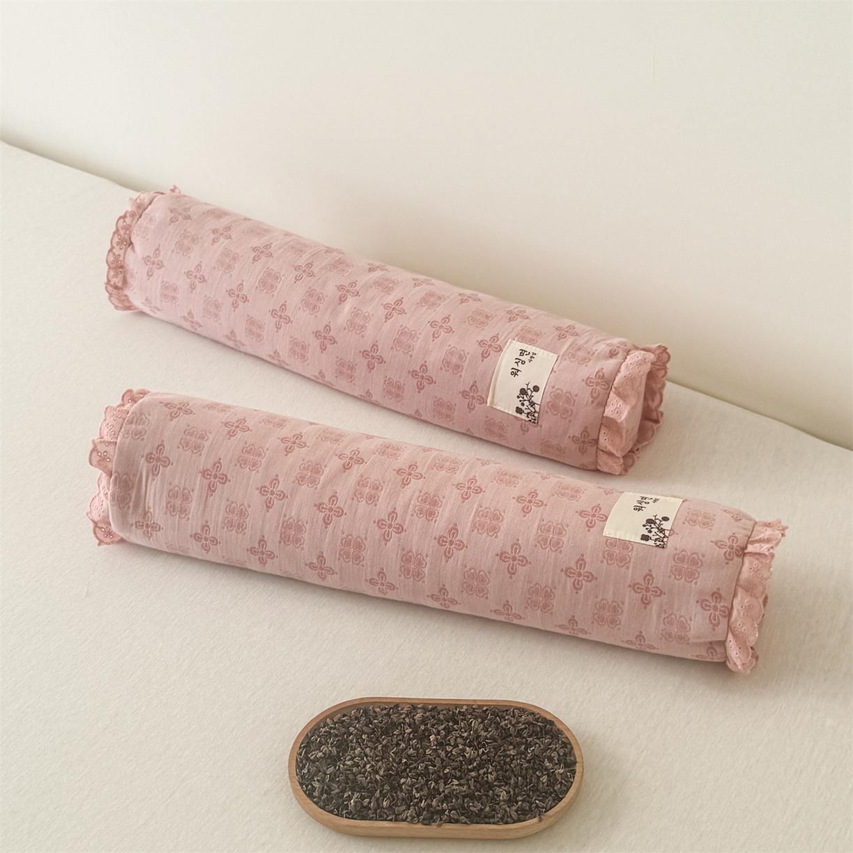 麦肯锡 2025新款双层纱圆柱荞麦枕 枕头枕芯 粉色/对