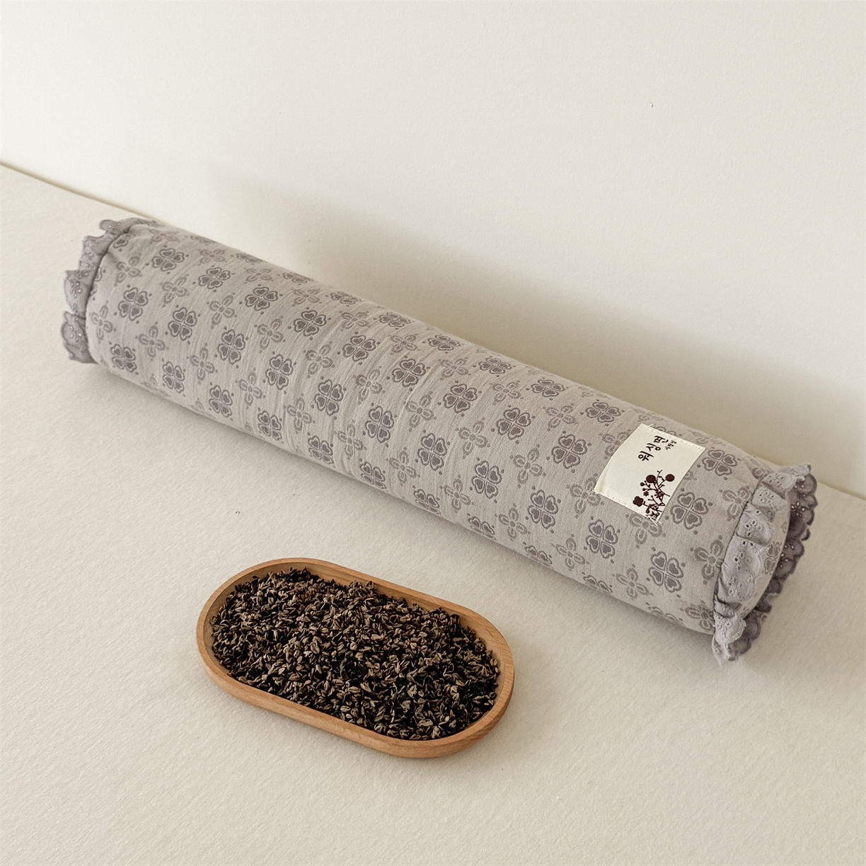 91家纺网 家纺一手货源 找家纺 麦肯锡 2025新款双层纱圆柱荞麦枕 枕头枕芯 灰色/对