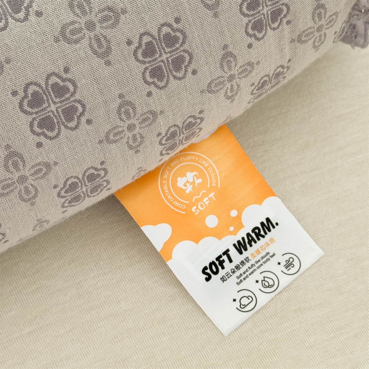 91家纺网 家纺一手货源 找家纺 麦肯锡 2025新款双层纱圆柱荞麦枕 枕头枕芯 灰色/对