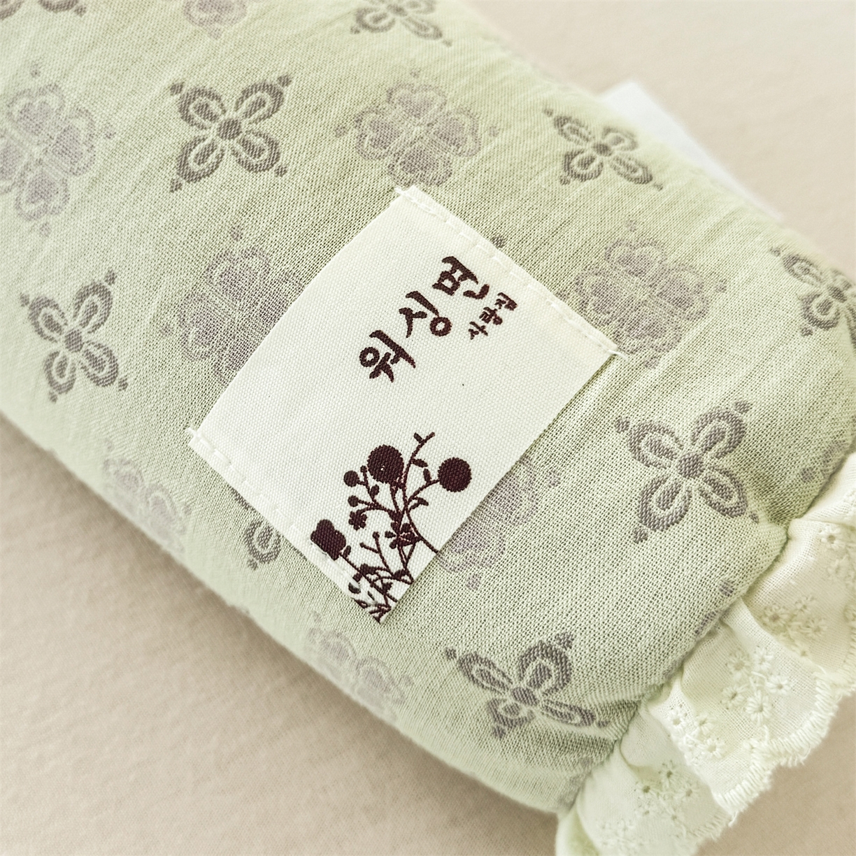 91家纺网 家纺一手货源 找家纺 麦肯锡 2025新款双层纱圆柱荞麦枕 枕头枕芯 绿色/对