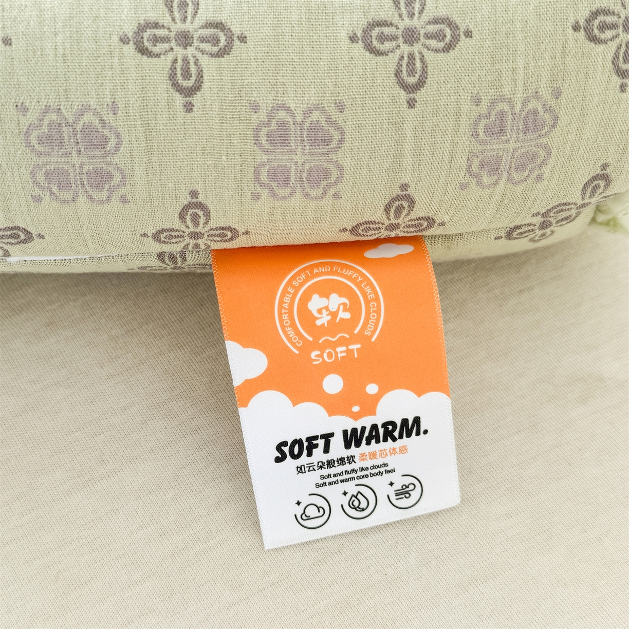 91家纺网 家纺一手货源 找家纺 麦肯锡 2025新款双层纱圆柱荞麦枕 枕头枕芯 绿色/对