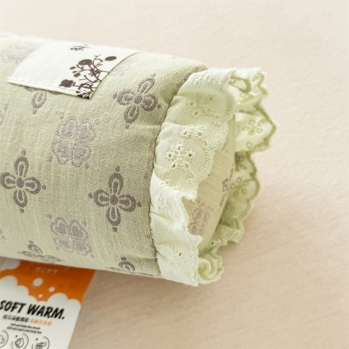 91家纺网 家纺一手货源 找家纺 麦肯锡 2025新款双层纱圆柱荞麦枕 枕头枕芯 绿色/对