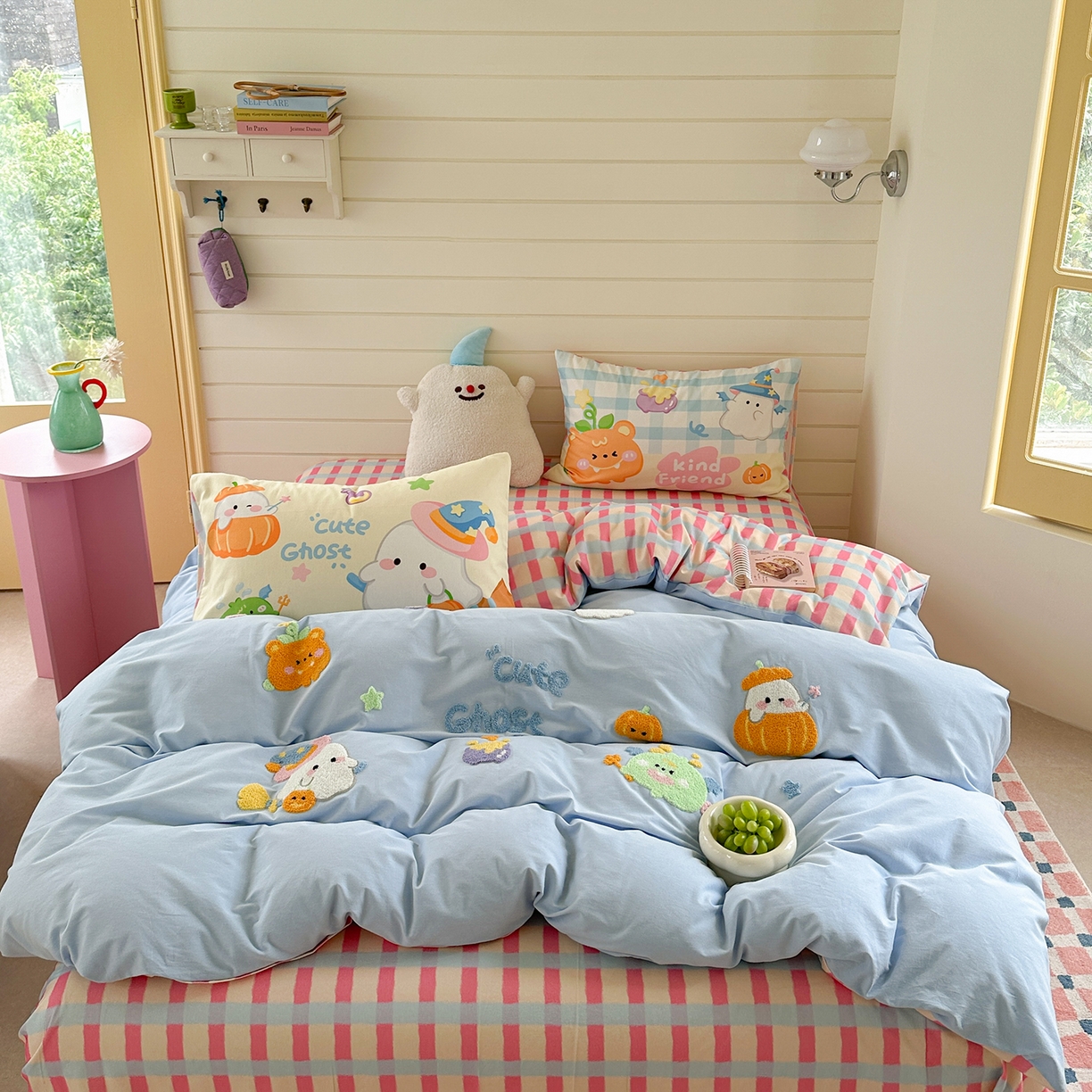 柚子YOUTH 2025新款全棉秋冬磨毛毛巾绣四件套 南瓜巫师