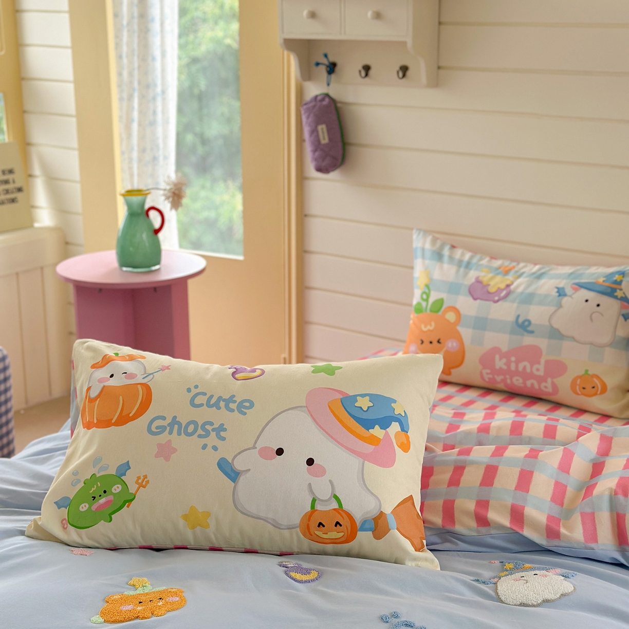 91家纺网 家纺一手货源 找家纺 柚子YOUTH 2025新款全棉秋冬磨毛毛巾绣四件套 南瓜巫师