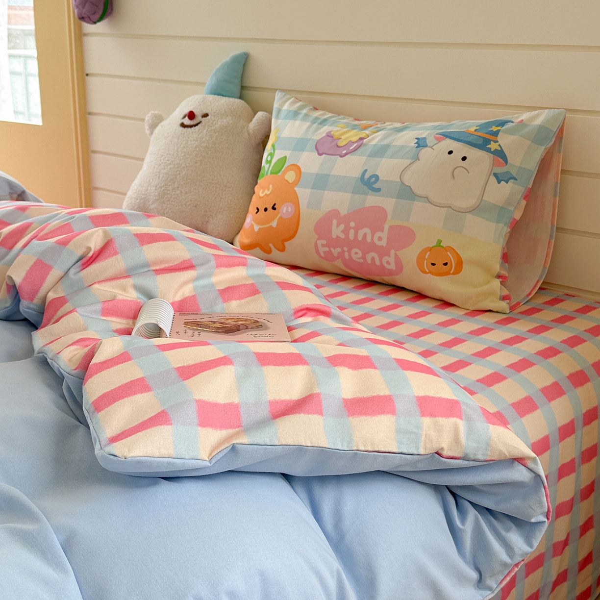 91家纺网 家纺一手货源 找家纺 柚子YOUTH 2025新款全棉秋冬磨毛毛巾绣四件套 南瓜巫师