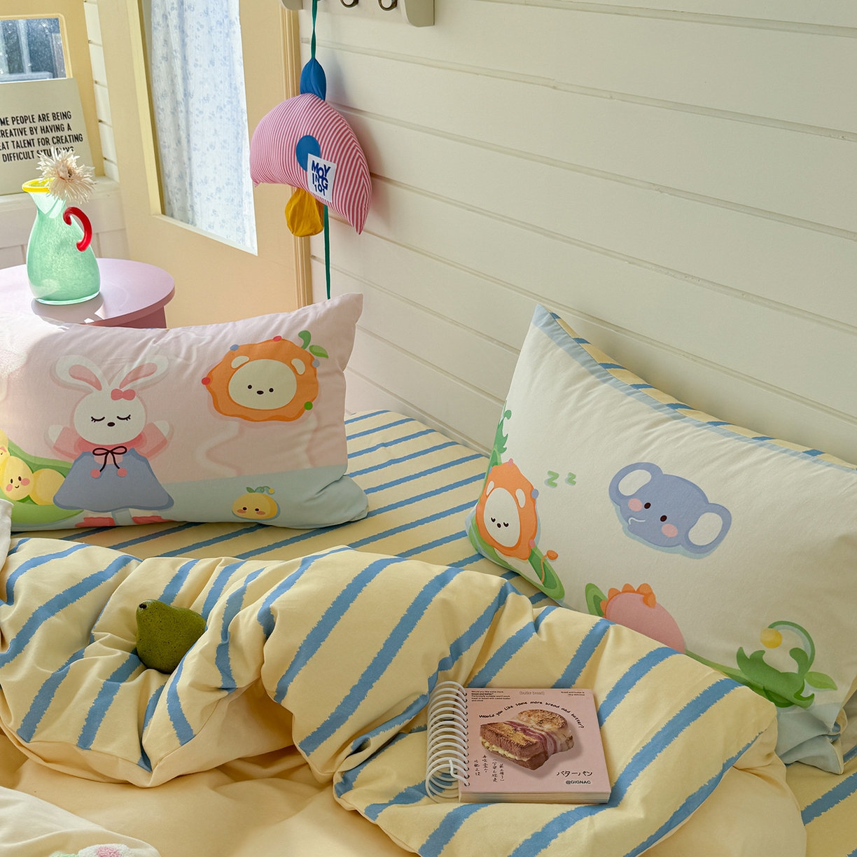 91家纺网 家纺一手货源 找家纺 柚子YOUTH 2025新款全棉秋冬磨毛毛巾绣四件套 豌豆