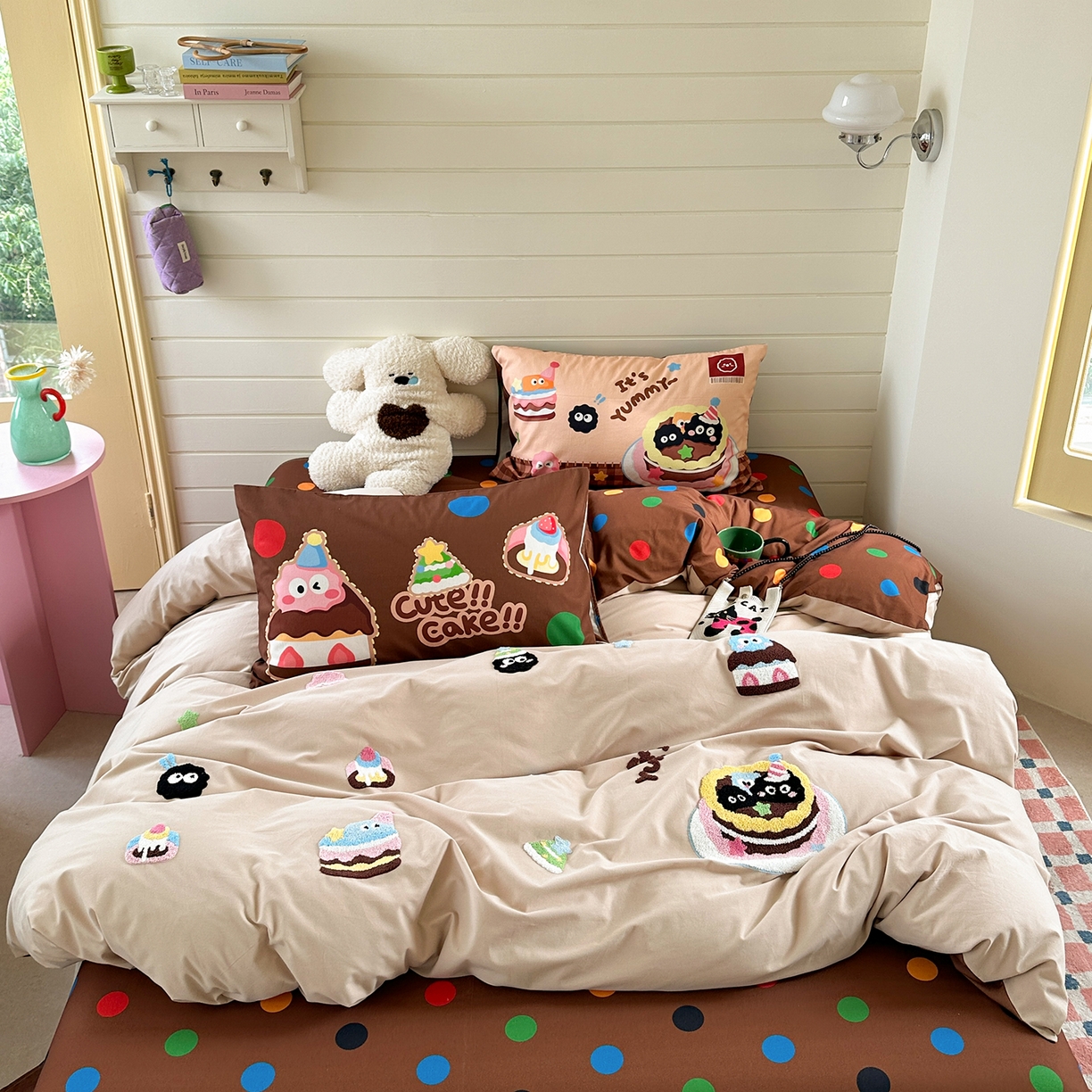 柚子YOUTH 2025新款全棉秋冬磨毛毛巾绣四件套 小黑豆