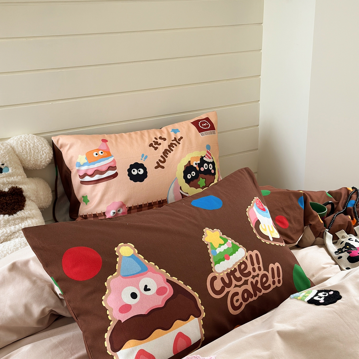 91家纺网 家纺一手货源 找家纺 柚子YOUTH 2025新款全棉秋冬磨毛毛巾绣四件套 小黑豆