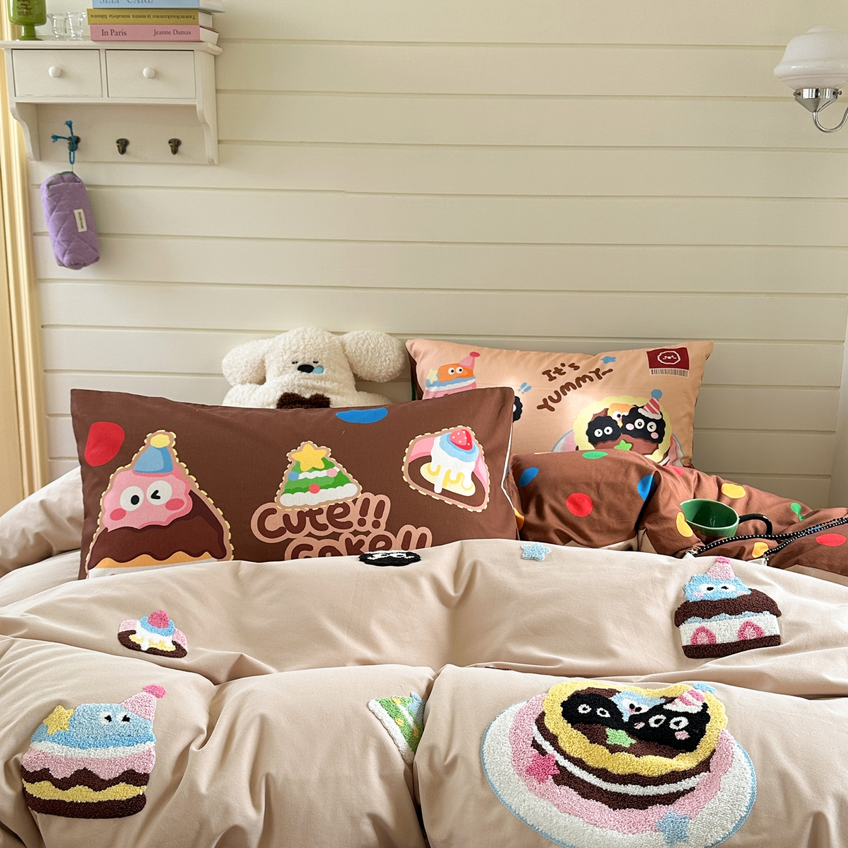 91家纺网 家纺一手货源 找家纺 柚子YOUTH 2025新款全棉秋冬磨毛毛巾绣四件套 小黑豆