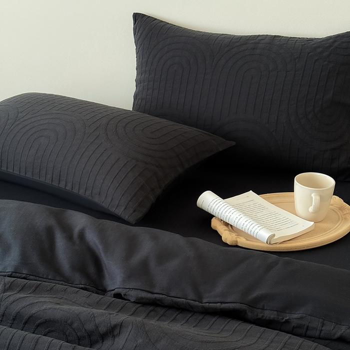 91家纺网 家纺一手货源 找家纺 Mr.pig猪先生水洗棉 2025新款特种色织提花四件套-丹麦系列 丹麦-黑