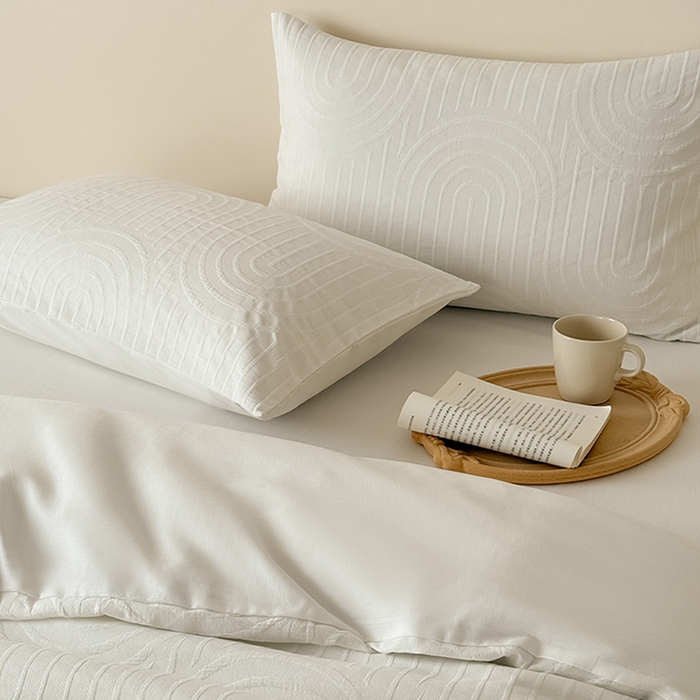 91家纺网 家纺一手货源 找家纺 Mr.pig猪先生水洗棉 2025新款特种色织提花四件套-丹麦系列 丹麦-白