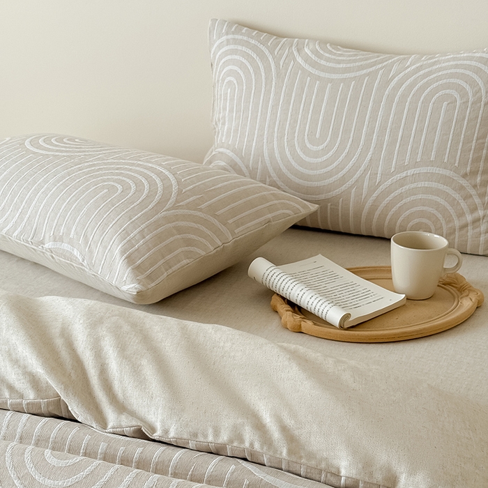 91家纺网 家纺一手货源 找家纺 Mr.pig猪先生水洗棉 2025新款特种色织提花四件套-丹麦系列 丹麦-米色