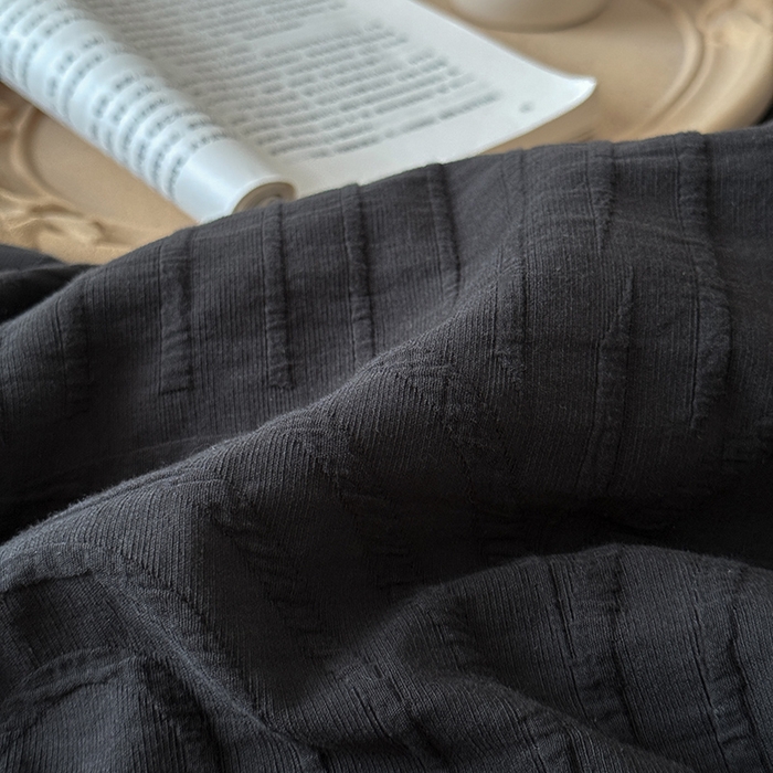 91家纺网 家纺一手货源 找家纺 Mr.pig猪先生水洗棉 2025新款特种色织提花四件套-丹麦系列 丹麦-黑