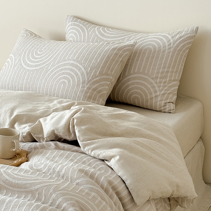 91家纺网 家纺一手货源 找家纺 Mr.pig猪先生水洗棉 2025新款特种色织提花四件套-丹麦系列 丹麦-米色