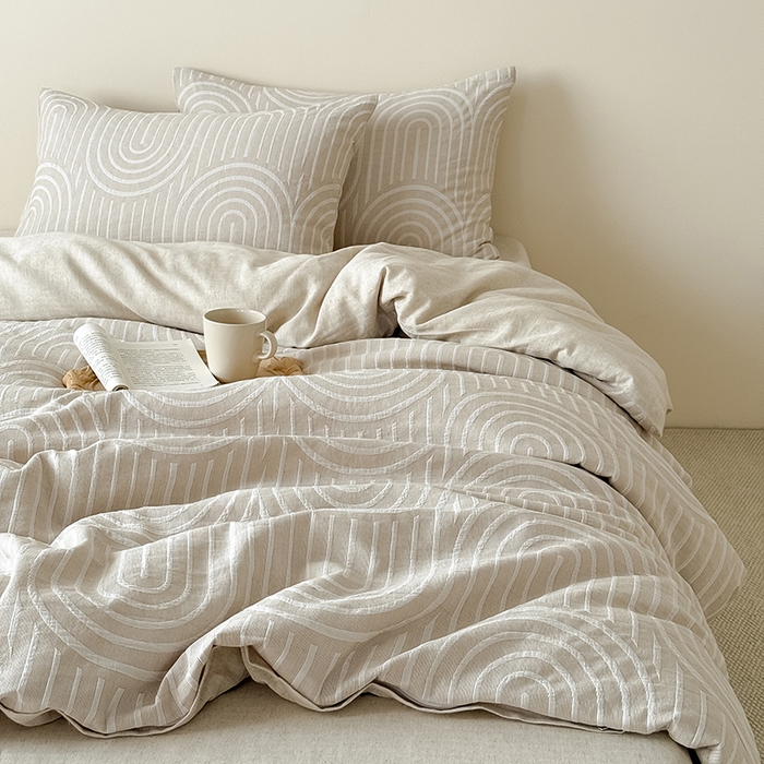 Mr.pig猪先生水洗棉 2025新款特种色织提花四件套-丹麦系列 丹麦-米色