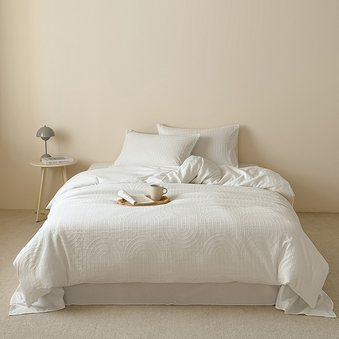 91家纺网 家纺一手货源 找家纺 Mr.pig猪先生水洗棉 2025新款特种色织提花四件套-丹麦系列 丹麦-白