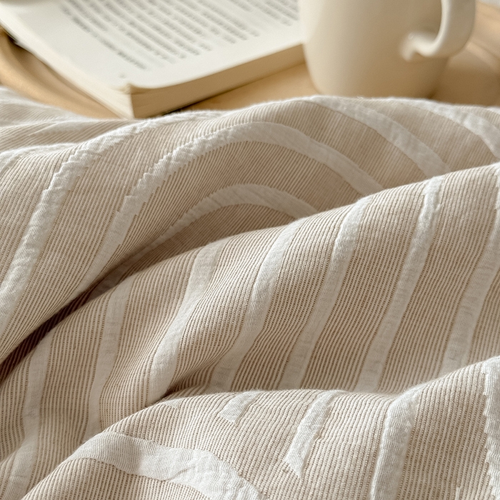 91家纺网 家纺一手货源 找家纺 Mr.pig猪先生水洗棉 2025新款特种色织提花四件套-丹麦系列 丹麦-米色