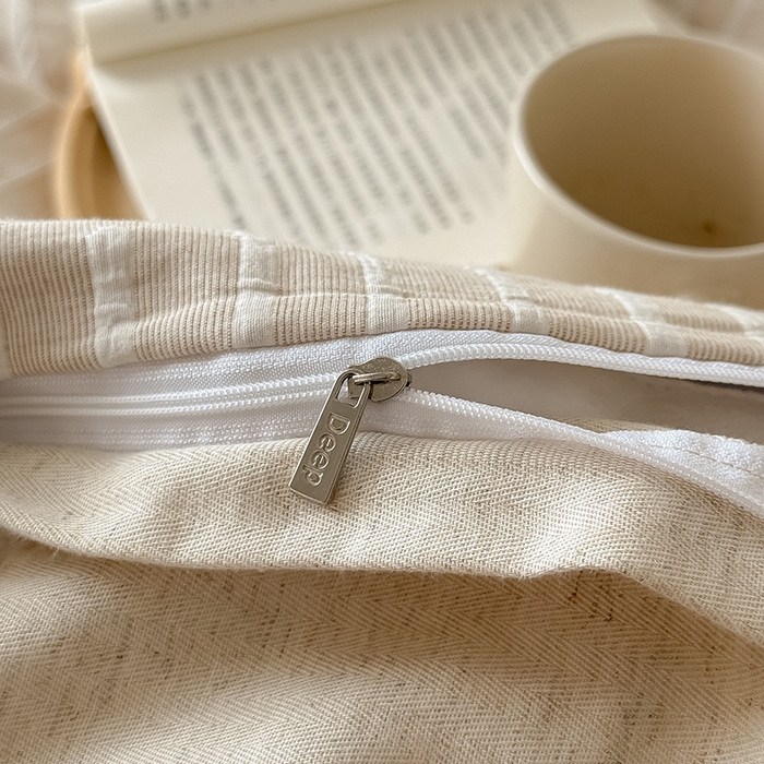 91家纺网 家纺一手货源 找家纺 Mr.pig猪先生水洗棉 2025新款特种色织提花四件套-丹麦系列 丹麦-米色