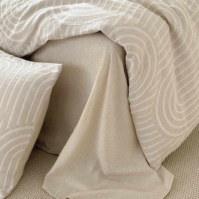 91家纺网 家纺一手货源 找家纺 Mr.pig猪先生水洗棉 2025新款特种色织提花四件套-丹麦系列 丹麦-米色