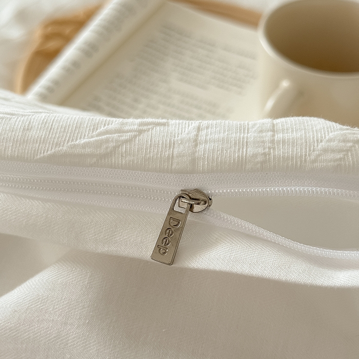 91家纺网 家纺一手货源 找家纺 Mr.pig猪先生水洗棉 2025新款特种色织提花四件套-丹麦系列 丹麦-白