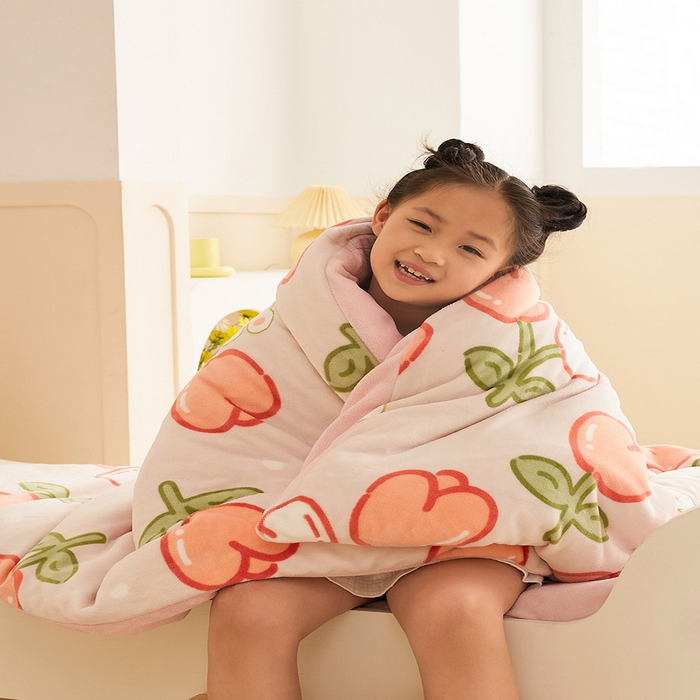 91家纺网 家纺一手货源 找家纺 嗨生活 2025新款加厚牛奶绒三件套儿童套件幼儿园三件套系列 花间小兔