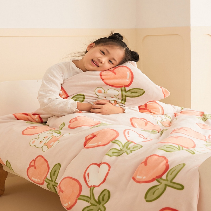 91家纺网 家纺一手货源 找家纺 嗨生活 2025新款加厚牛奶绒三件套儿童套件幼儿园三件套系列 花间小兔