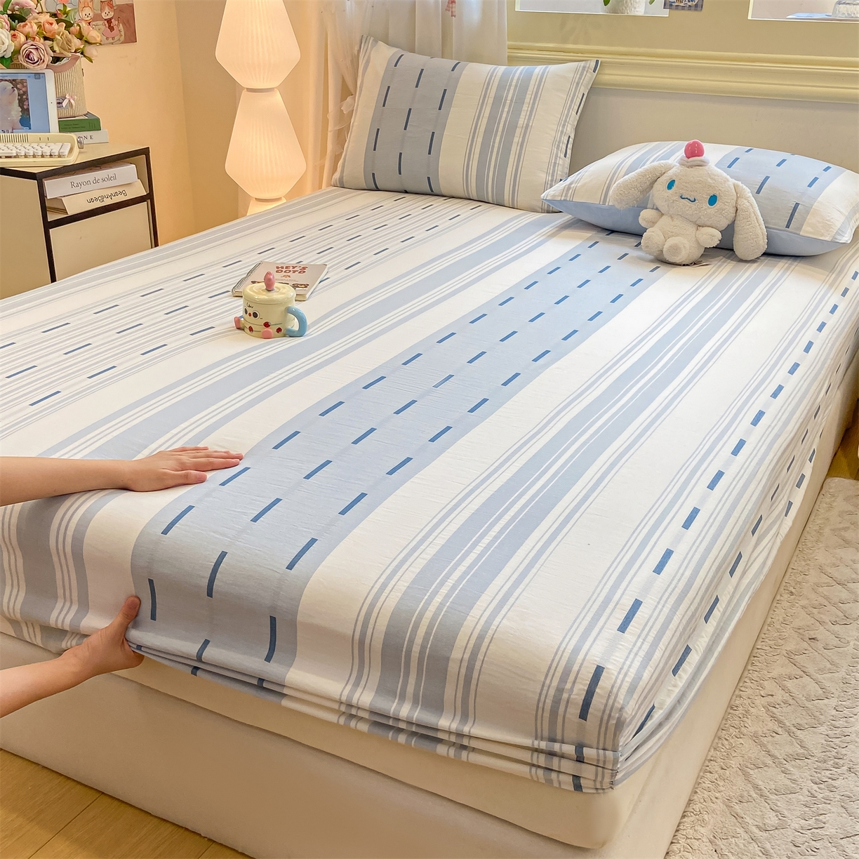 91家纺网 家纺一手货源 找家纺 （总）灰鲸 2025新款A类全棉磨毛单品床笠 床笠单件