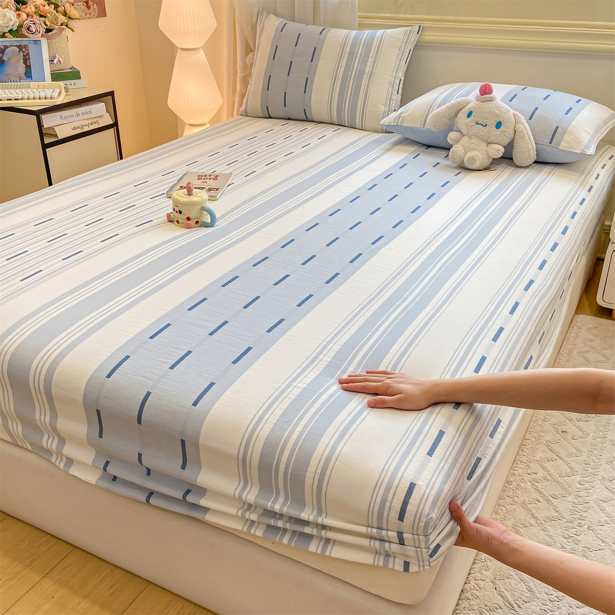 91家纺网 家纺一手货源 找家纺 （总）灰鲸 2025新款A类全棉磨毛单品床笠 床笠单件