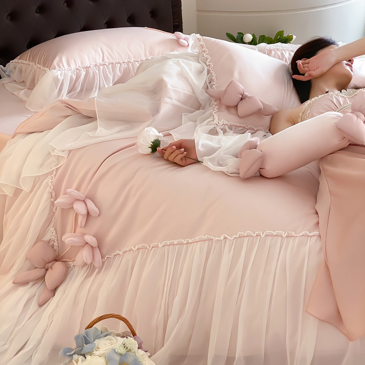 91家纺网 家纺一手货源 找家纺 （总）曼布缇 2025新款100S长绒棉纯棉法式四件套-雾都花筑（会员减20，券后控价368起）