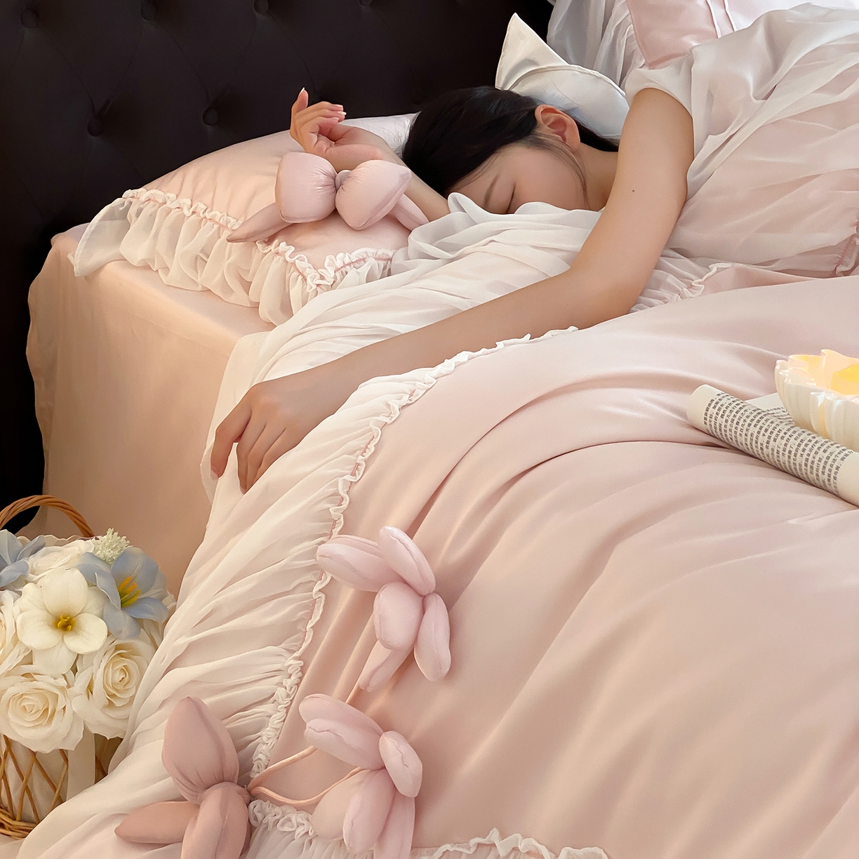 91家纺网 家纺一手货源 找家纺 （总）曼布缇 2025新款100S长绒棉纯棉法式四件套-雾都花筑（会员减20，券后控价368起）