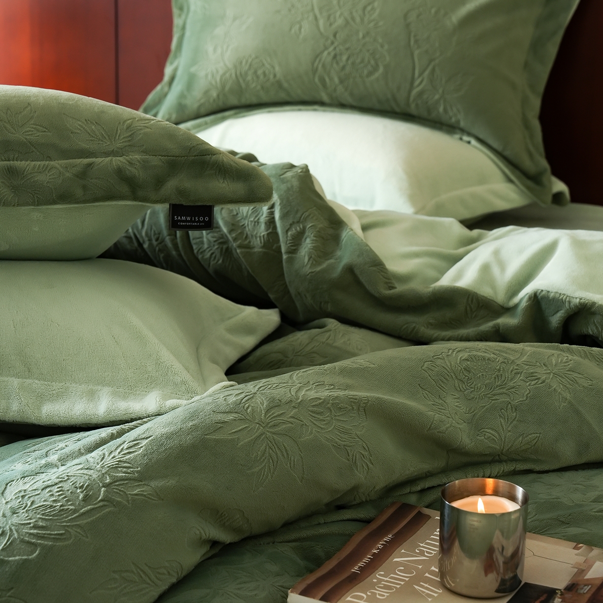 91家纺网 家纺一手货源 找家纺 三味舒屋 2025新款全消光雕花牛奶绒四件套-香榭丽 香榭丽绿