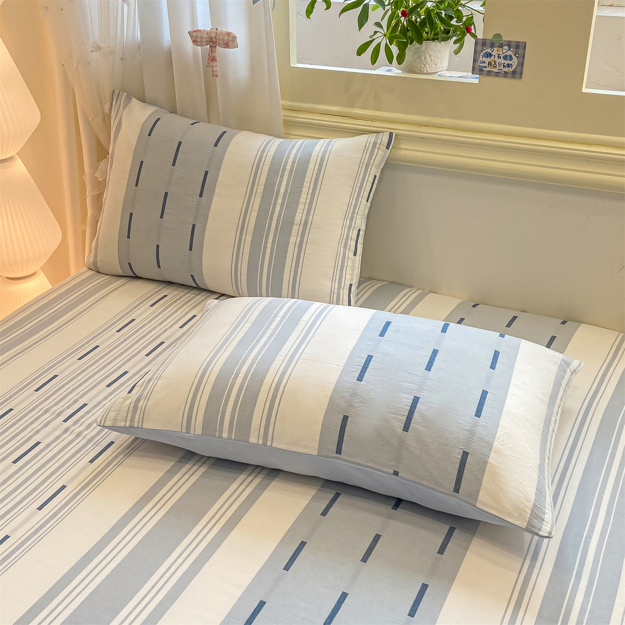 91家纺网 家纺一手货源 找家纺 灰鲸 2025新款A类全棉磨毛单品床笠 床笠单件 速律-蓝