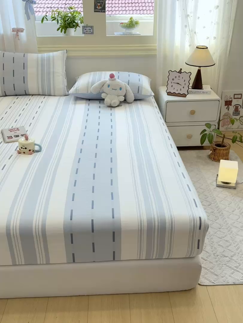 91家纺网 家纺一手货源 找家纺 灰鲸 2025新款A类全棉磨毛单品床笠 床笠单件 速律-蓝