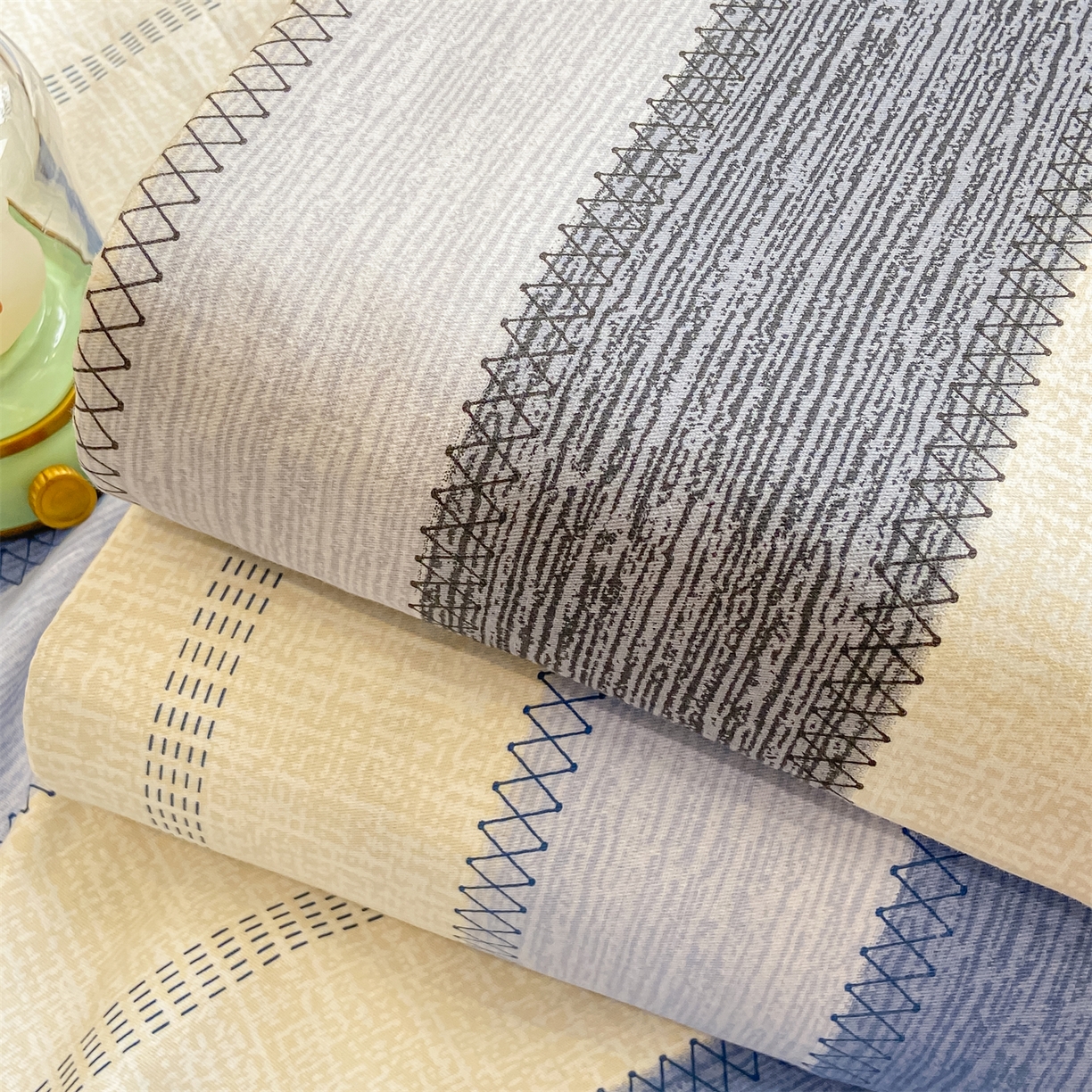 91家纺网 家纺一手货源 找家纺 灰鲸 2025新款A类全棉磨毛单品床笠 床笠单件 格律-灰