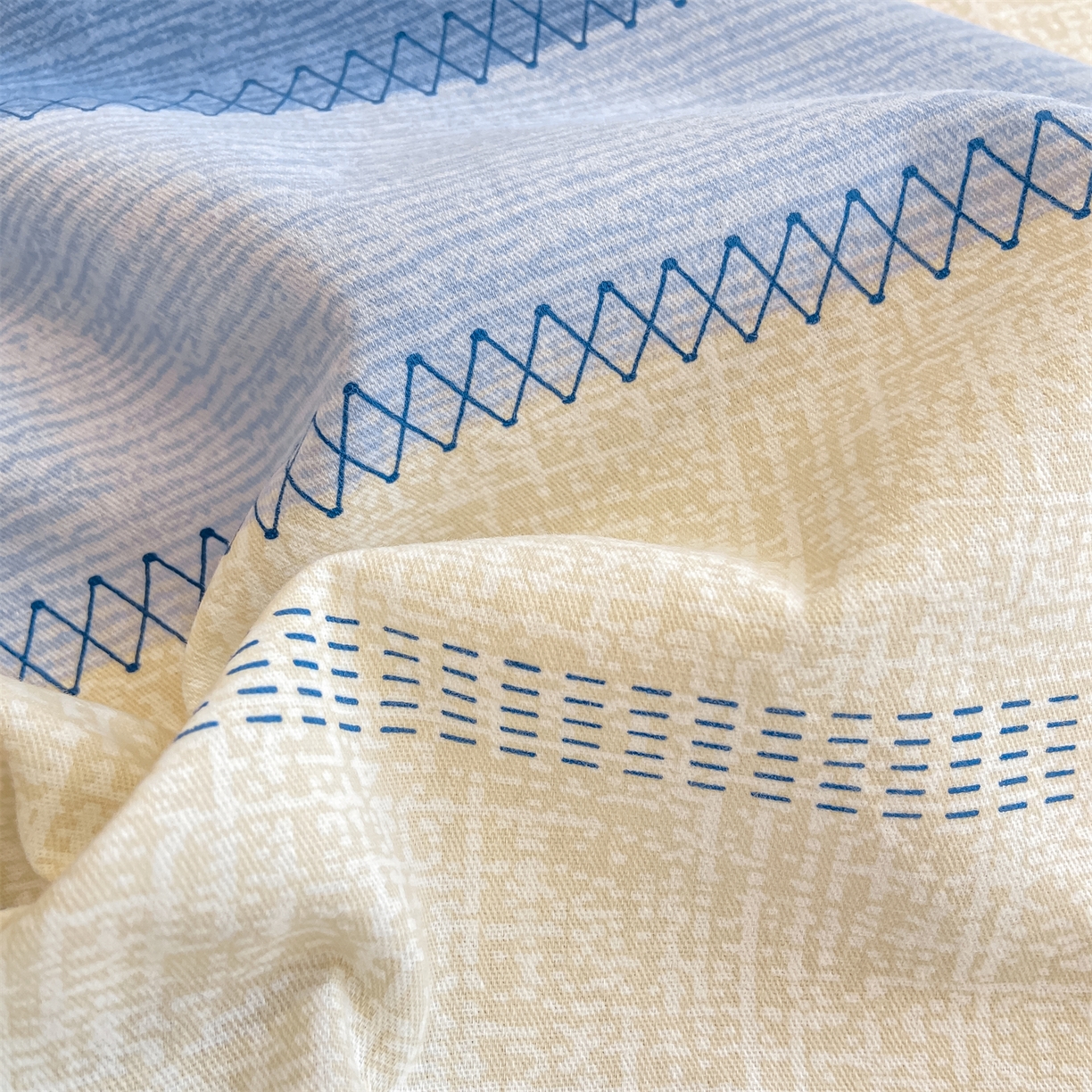 91家纺网 家纺一手货源 找家纺 灰鲸 2025新款A类全棉磨毛单品床笠 床笠单件 格律-蓝