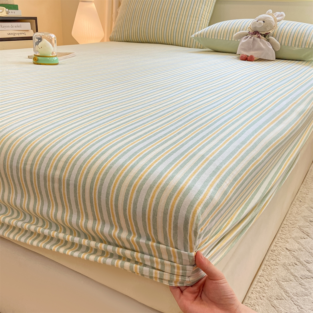 91家纺网 家纺一手货源 找家纺 灰鲸 2025新款A类全棉磨毛单品床笠 床笠单件 静初-绿